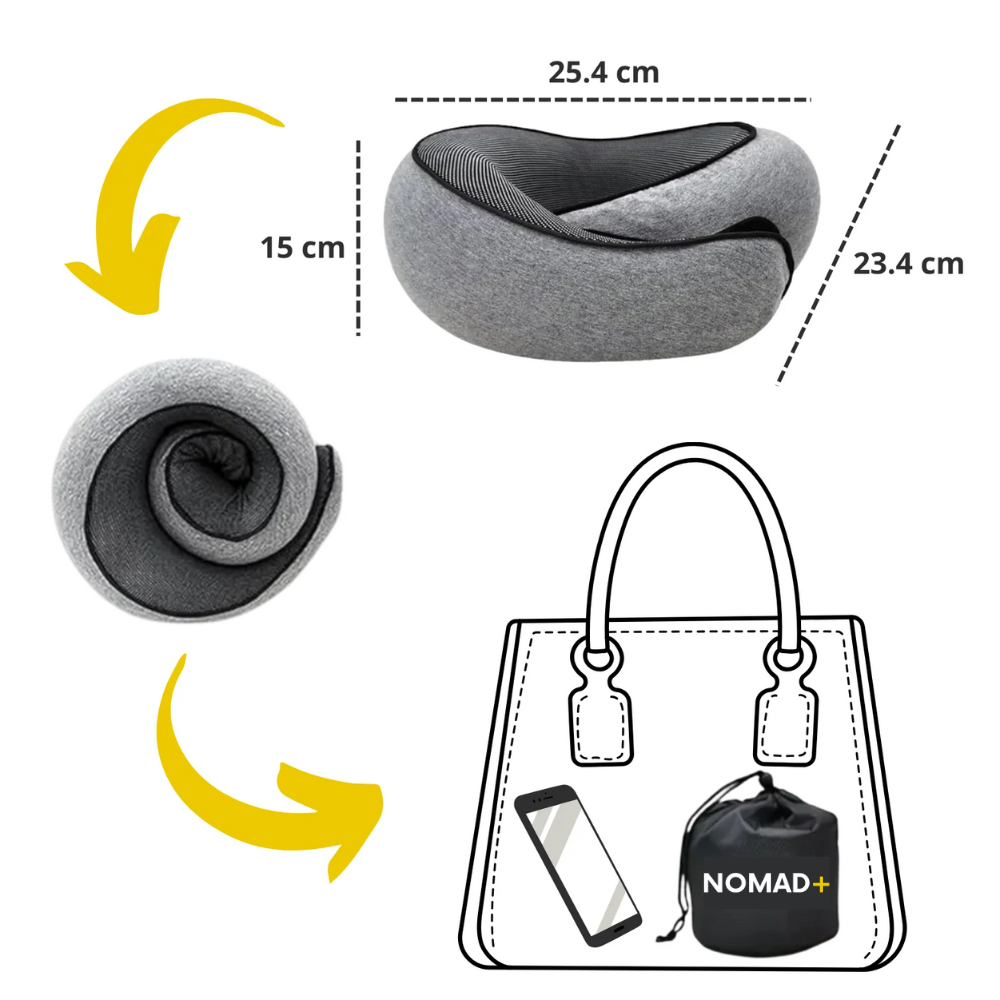 Nomad+ Oreiller de Voyage Ergonomique – Confort Absolu pour Vos Déplacements