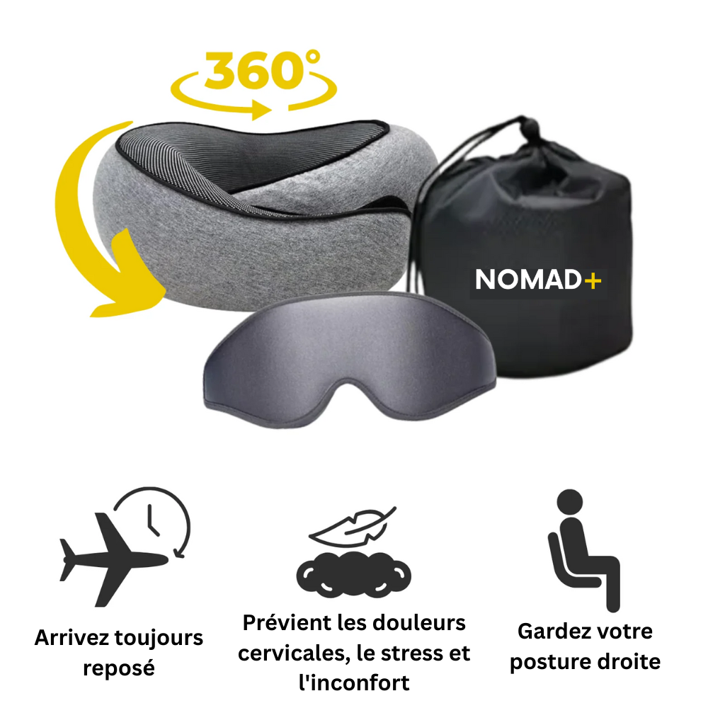 Nomad+ Oreiller de Voyage Ergonomique – Confort Absolu pour Vos Déplacements